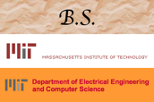 B.S., MIT logo, MIT Department of Electrical Engineering and Computer Science logo.