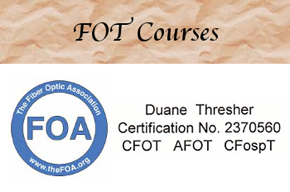 FOT Courses, Fiber Optic Association logo, certification.