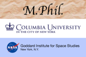 M.Phil., Columbia University logo, NASA GISS logo.