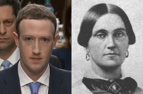 Photos of Mark Zuckerberg and Mary Surratt.