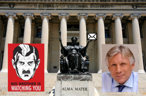 Columbia University Alma Mater photo, Big Brother image, email icon, Columbia President Lee Bollinger photo.