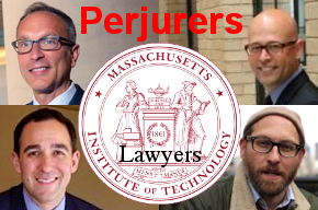 Mark DiVincenzo, Jason Baletsa, Jaren Wilcoxson, Peter Bebergal, Perjurers, MIT seal, Lawyers