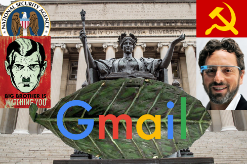 NSA, Big Brother, Russia, Sergey Brin with Google Glasses, Gmail, body snatcher pod, Columbia.