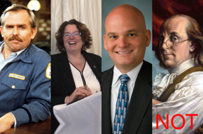 Cliff Clavin, Kristin Seaver, Gregory Crabb, NOT Benjamin Franklin.