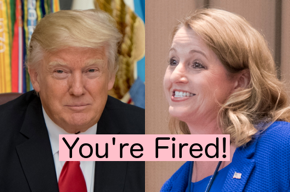 Photos of President Trump and Suzie Kent with You're Fired!