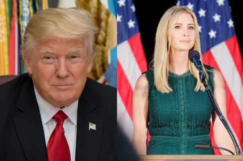 Left: President Donald Trump. Photo by U.S. Air Force Staff Sgt. Jette Carr, public domain. Right: Ivanka Trump. Photo by Michael Vadon, CC BY-SA 4.0. Photos of President Donald Trump and Ivanka Trump.