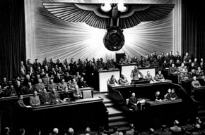 Photo of Hitler presiding at the Reichstag