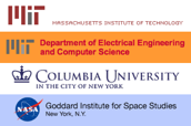 MIT logo, MIT Department of Electrical Engineering and Computer Science logo, Columbia University logo, NASA GISS logo.