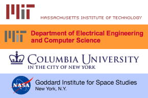 MIT logo, MIT Department of Electrical Engineering and Computer Science logo, Columbia University logo, NASA GISS logo.